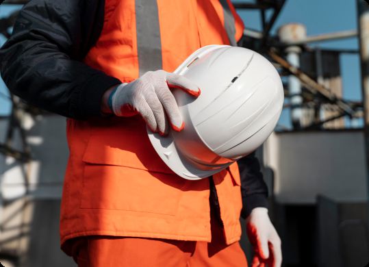Profissional de segurança do trabalho em ambiente industrial